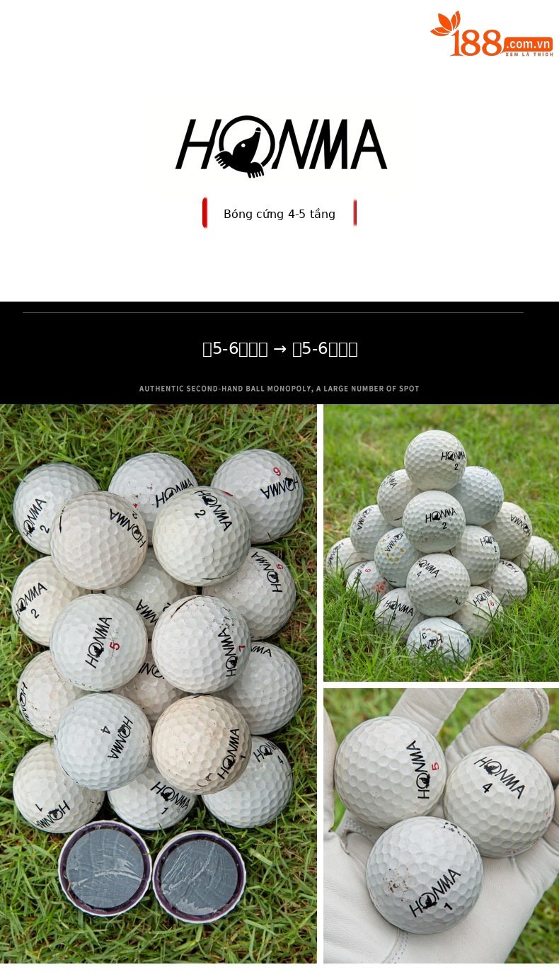 Bộ 50 quả bóng golf tập luyện đa thương hiệu (Titleist, Srixon, Honma, Volvik...) chất lượng từ 56% đến 99% mới — 50 quả bóng chi tiết 12
