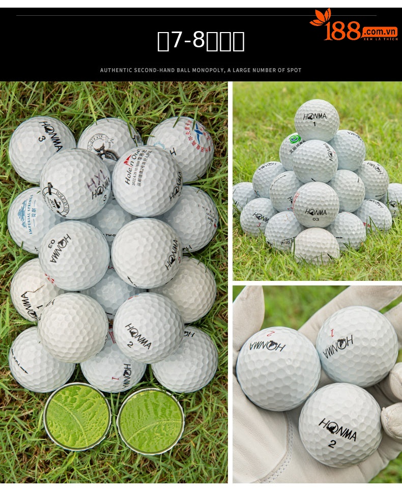 Bộ 50 quả bóng golf tập luyện đa thương hiệu (Titleist, Srixon, Honma, Volvik...) chất lượng từ 56% đến 99% mới — 50 quả bóng chi tiết 13