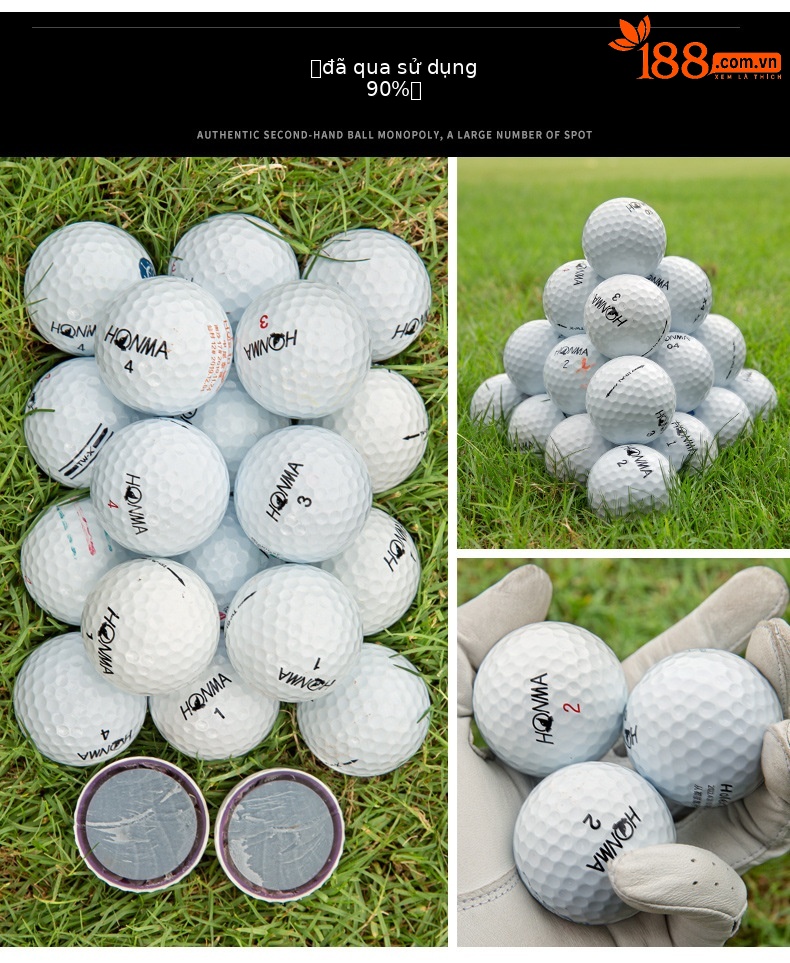 Bộ 50 quả bóng golf tập luyện đa thương hiệu (Titleist, Srixon, Honma, Volvik...) chất lượng từ 56% đến 99% mới — 50 quả bóng chi tiết 14