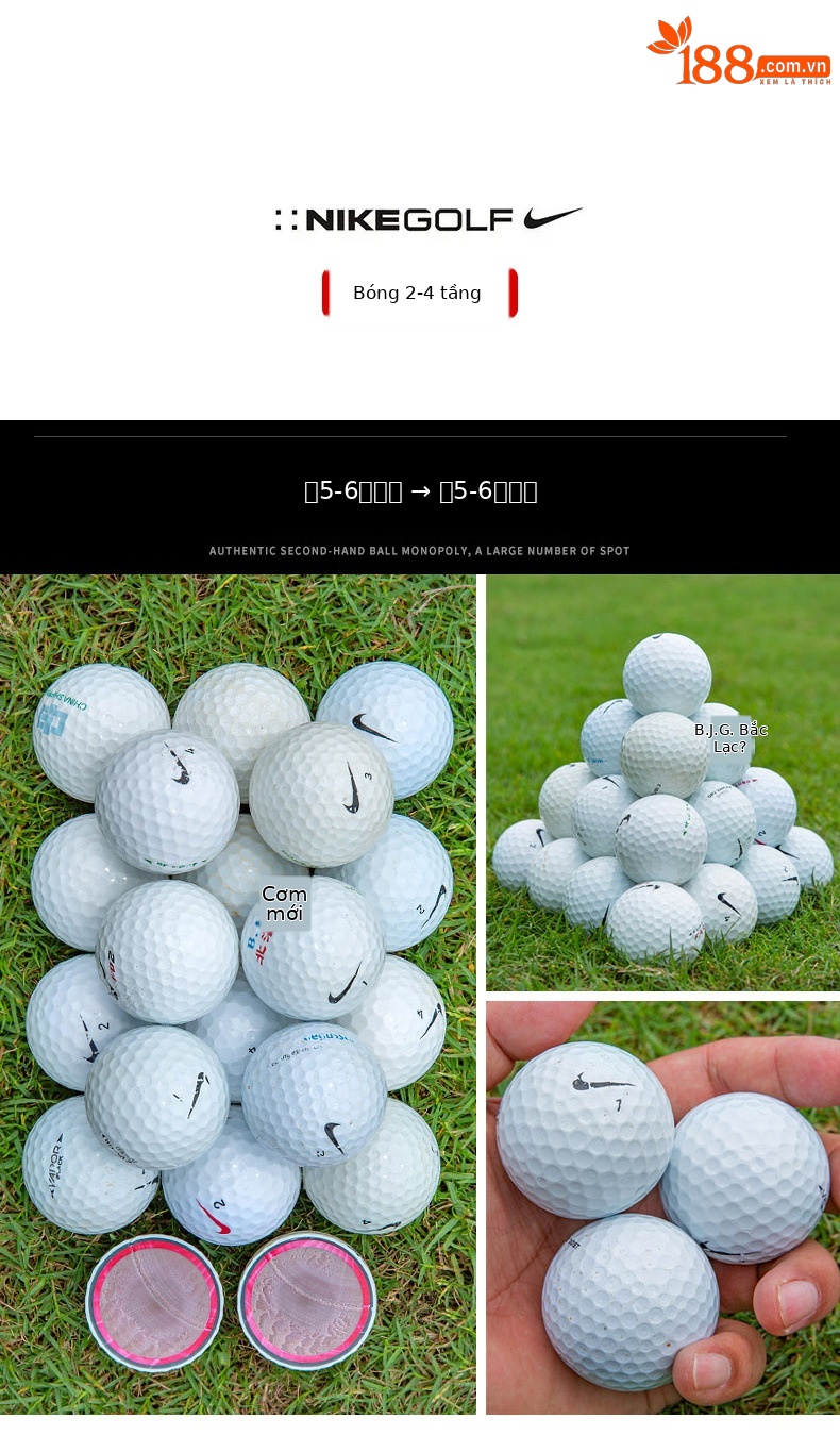 Bộ 50 quả bóng golf tập luyện đa thương hiệu (Titleist, Srixon, Honma, Volvik...) chất lượng từ 56% đến 99% mới — 50 quả bóng chi tiết 15