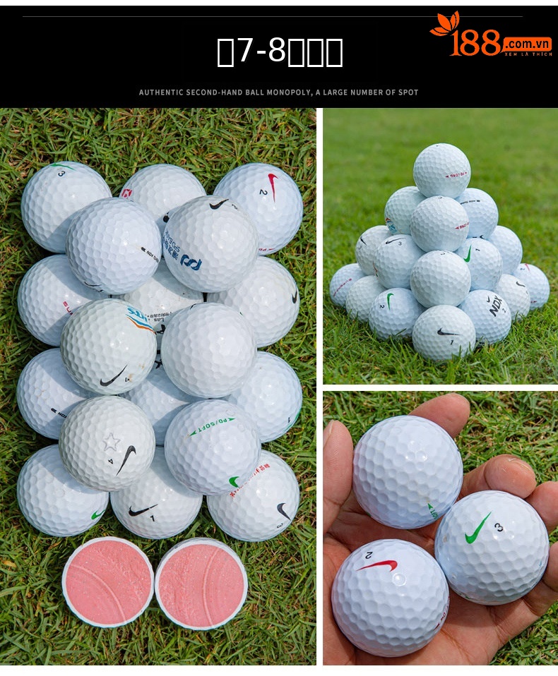 Bộ 50 quả bóng golf tập luyện đa thương hiệu (Titleist, Srixon, Honma, Volvik...) chất lượng từ 56% đến 99% mới — 50 quả bóng chi tiết 16