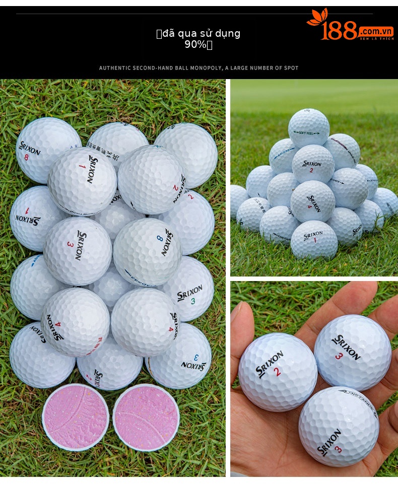 Bộ 50 quả bóng golf tập luyện đa thương hiệu (Titleist, Srixon, Honma, Volvik...) chất lượng từ 56% đến 99% mới — 50 quả bóng chi tiết 19