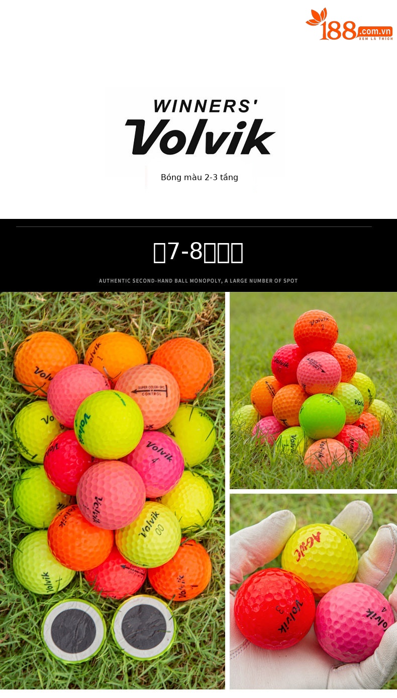 Bộ 50 quả bóng golf tập luyện đa thương hiệu (Titleist, Srixon, Honma, Volvik...) chất lượng từ 56% đến 99% mới — 50 quả bóng chi tiết 20