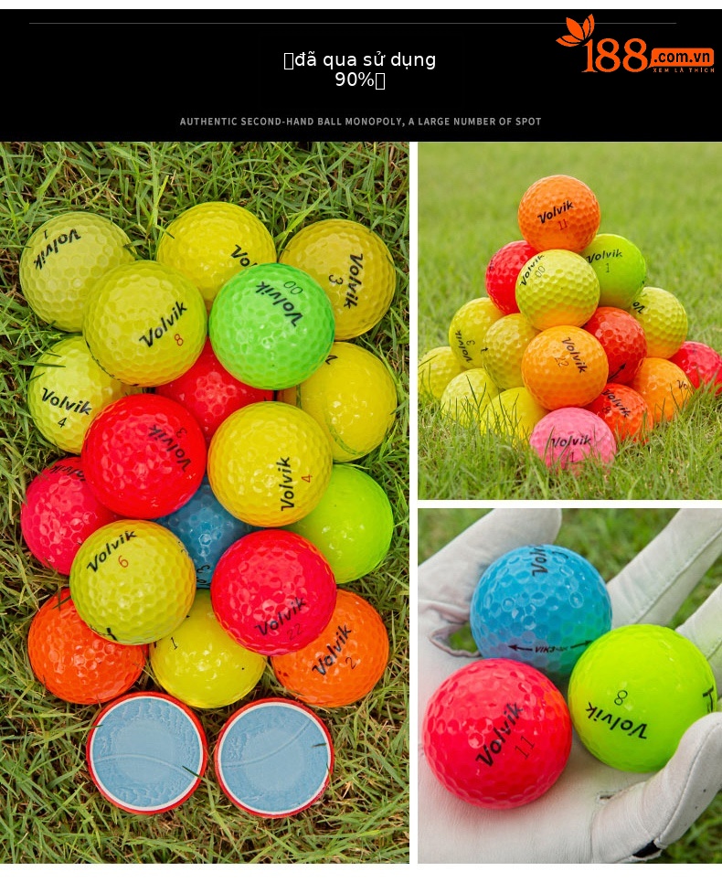 Bộ 50 quả bóng golf tập luyện đa thương hiệu (Titleist, Srixon, Honma, Volvik...) chất lượng từ 56% đến 99% mới — 50 quả bóng chi tiết 21