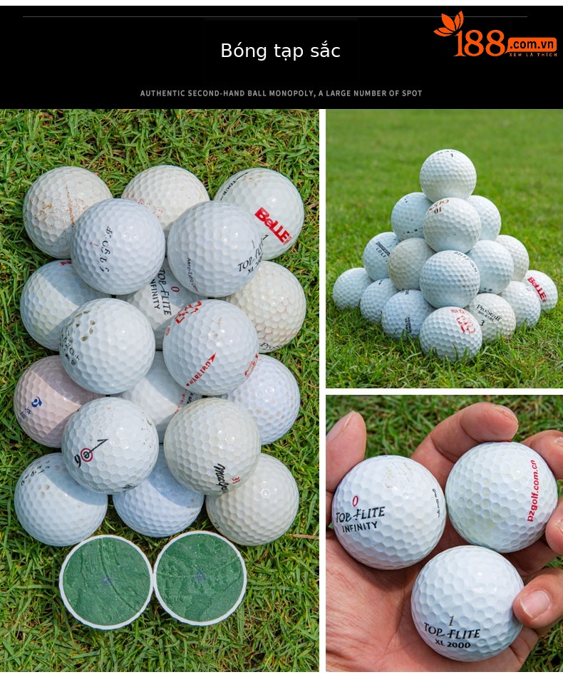Bộ 50 quả bóng golf tập luyện đa thương hiệu (Titleist, Srixon, Honma, Volvik...) chất lượng từ 56% đến 99% mới — 50 quả bóng chi tiết 22