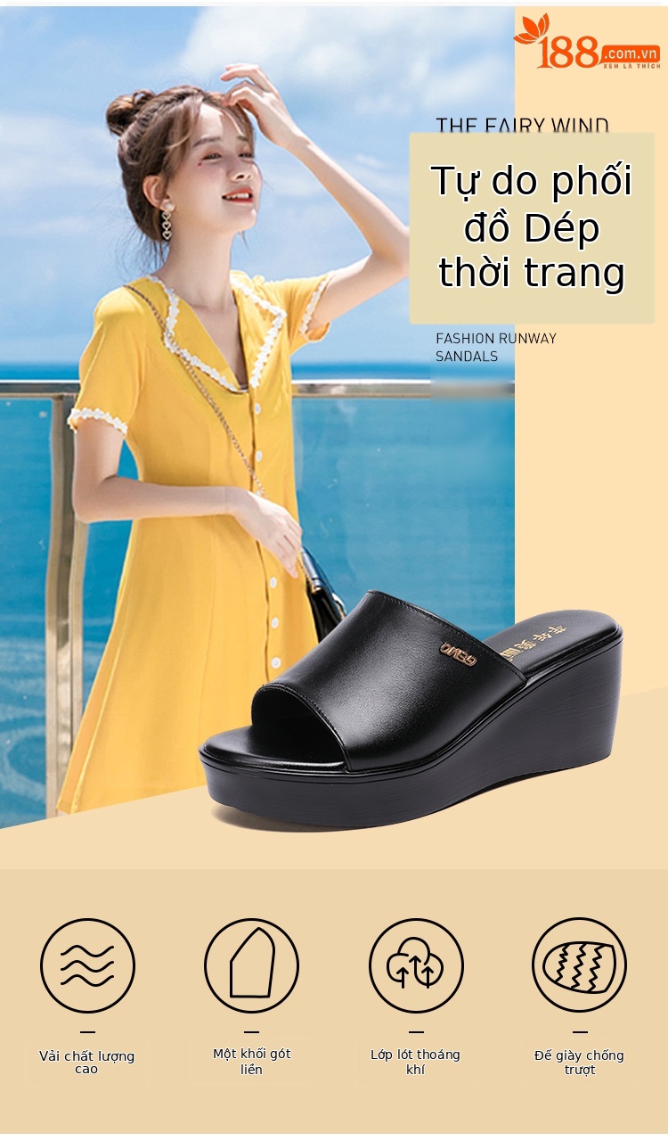 Dép sandal nữ đế xuồng hở mũi, đế dày mềm, đi ngoài trời mùa hè 2025 — Màu đen, Màu trắng, Màu đỏ chi tiết 4