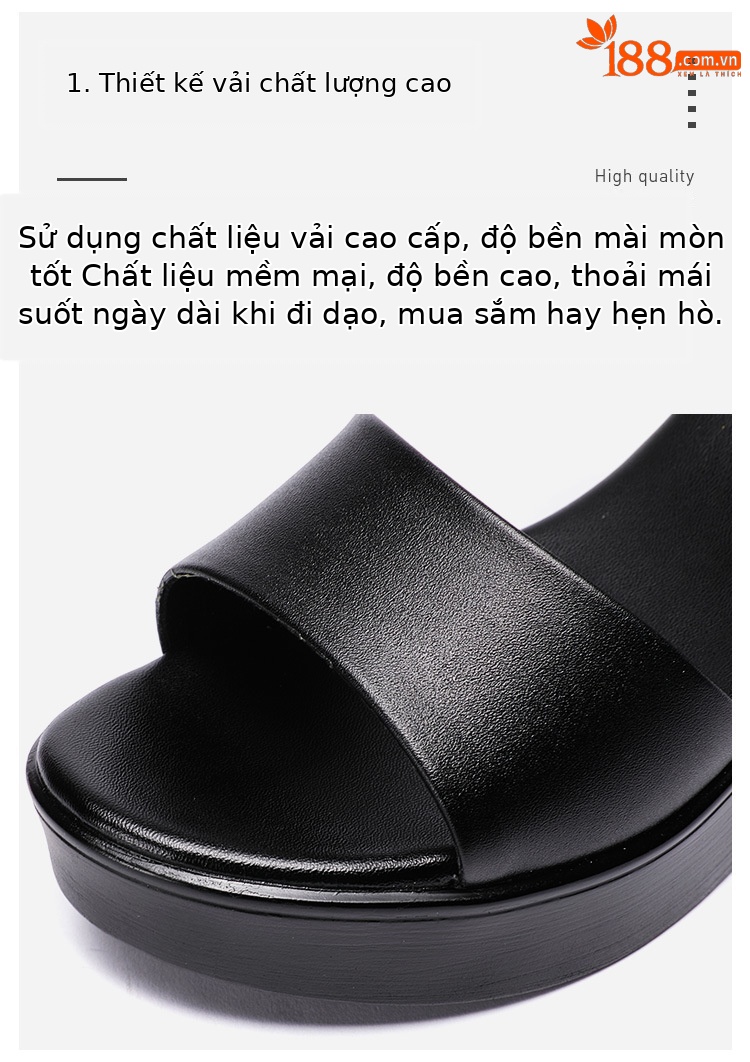 Sandal peep toe nữ đế xuồng 6 cm mũi cá xốp thoải mái — Màu đen, Màu trắng, Màu đỏ chi tiết 4