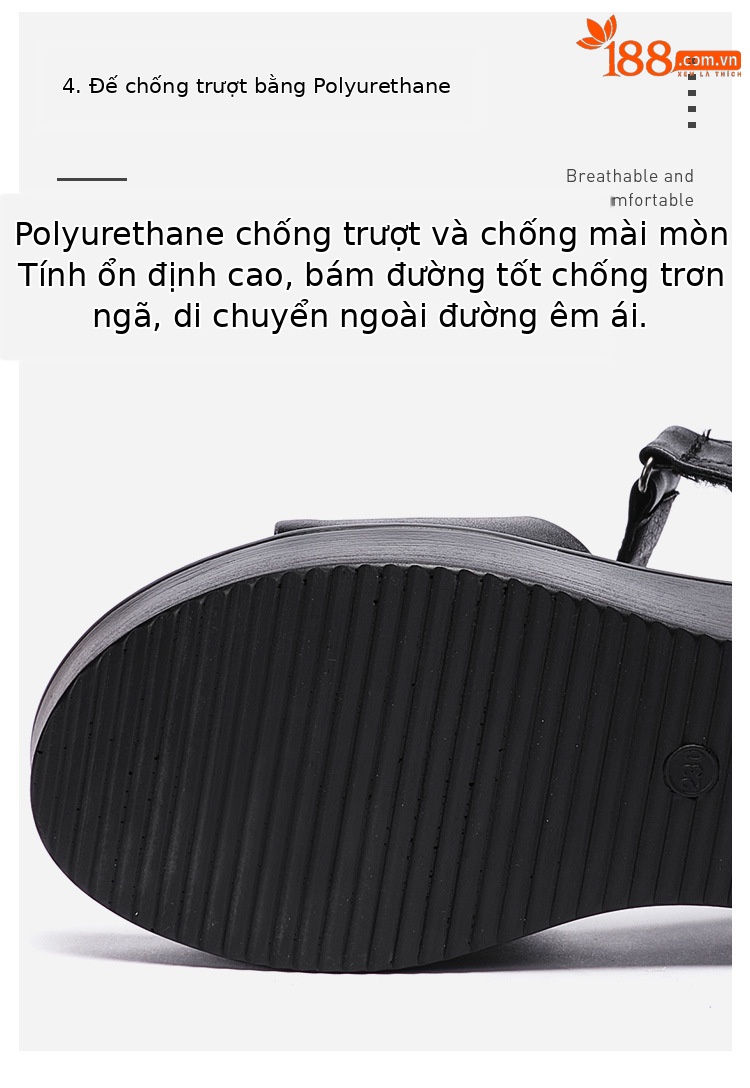 Sandal peep toe nữ đế xuồng 6 cm mũi cá xốp thoải mái — Màu đen, Màu trắng, Màu đỏ chi tiết 7
