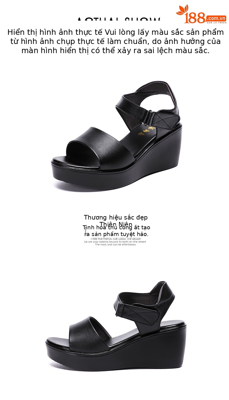 Sandal peep toe nữ đế xuồng 6 cm mũi cá xốp thoải mái — Màu đen, Màu trắng, Màu đỏ chi tiết 14