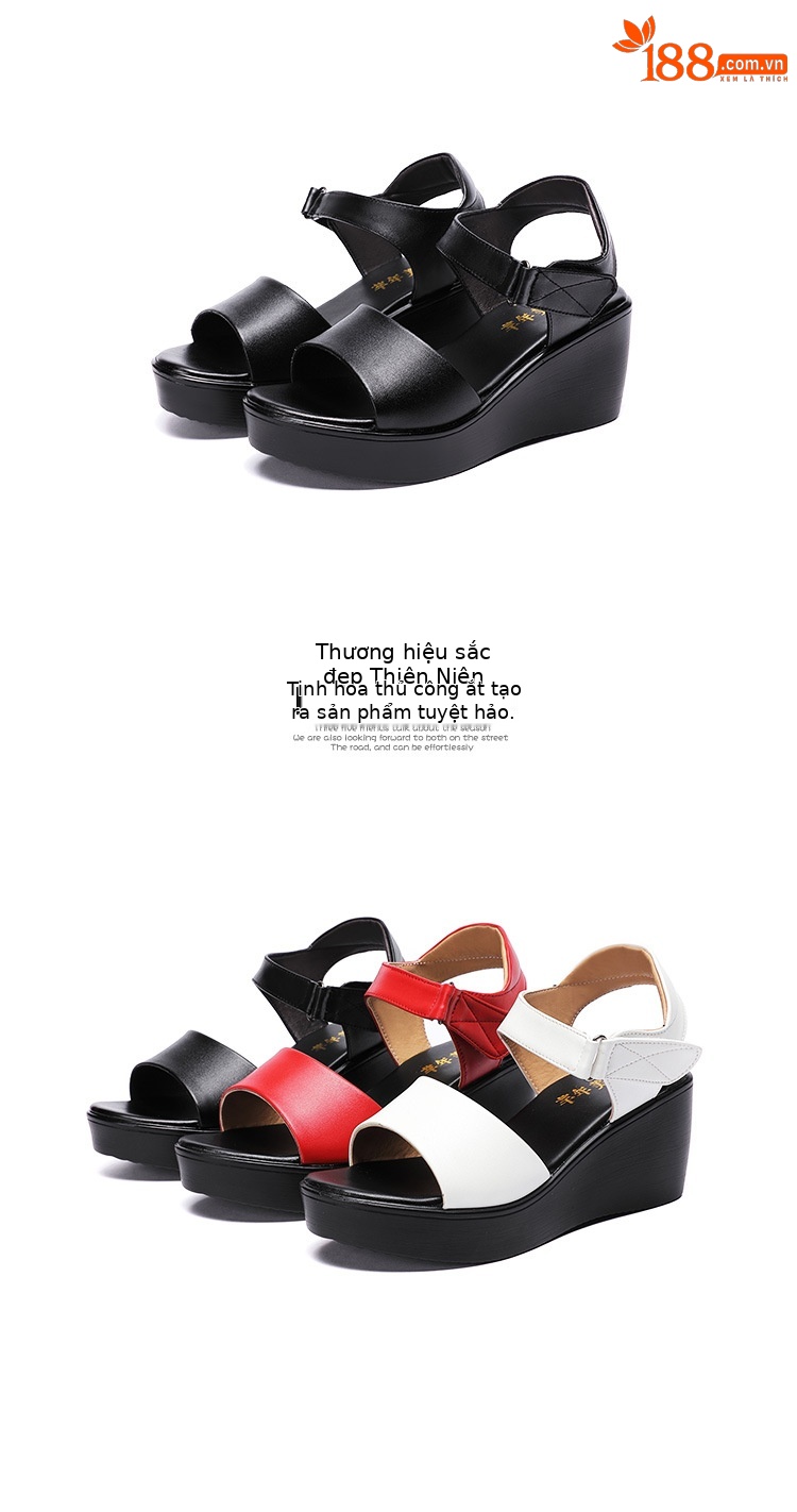 Sandal peep toe nữ đế xuồng 6 cm mũi cá xốp thoải mái — Màu đen, Màu trắng, Màu đỏ chi tiết 16