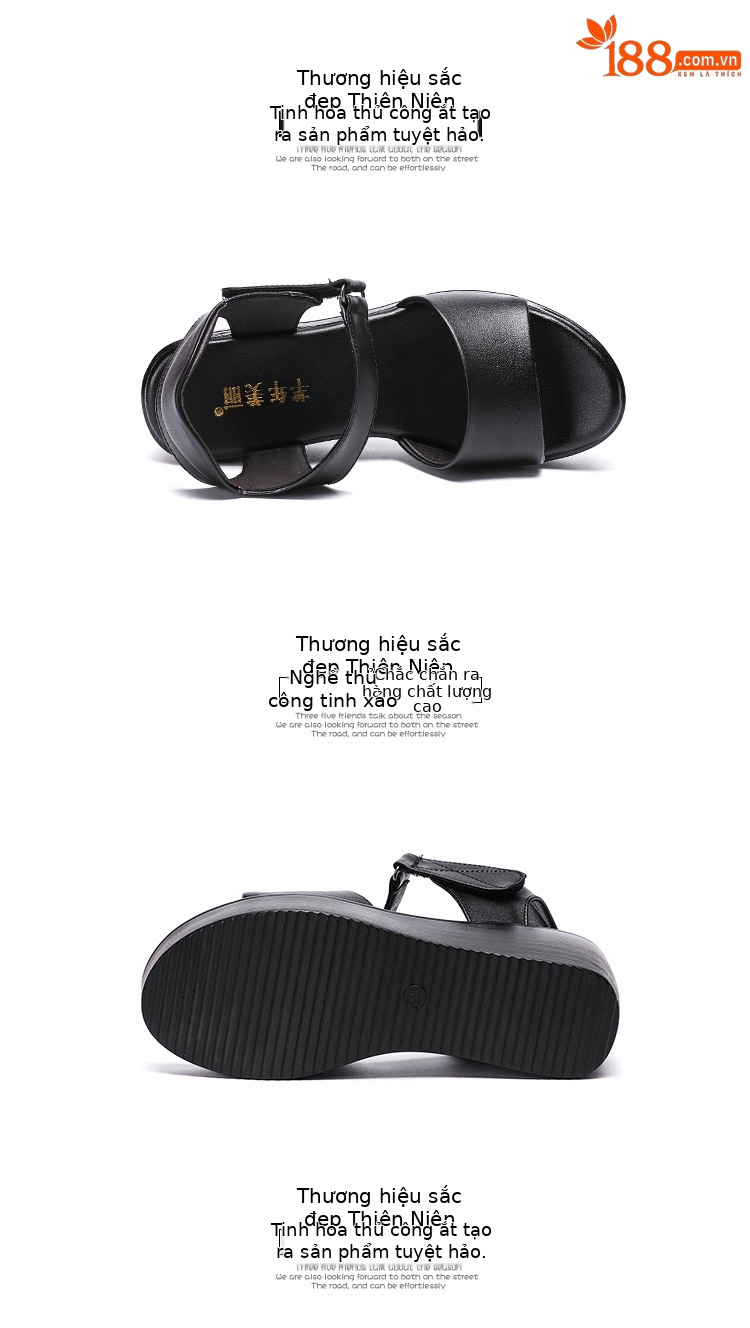 Sandal peep toe nữ đế xuồng 6 cm mũi cá xốp thoải mái — Màu đen, Màu trắng, Màu đỏ chi tiết 15