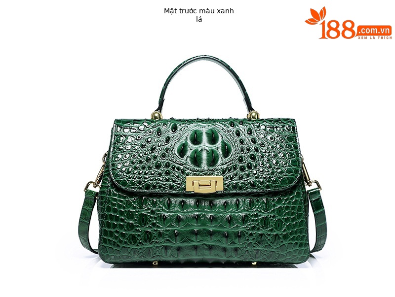 Túi tote da bò lớp đầu họa tiết cá sấu xách tay dung tích lớn — Màu đỏ, Màu tím, Màu xanh lá, Màu đen chi tiết 8
