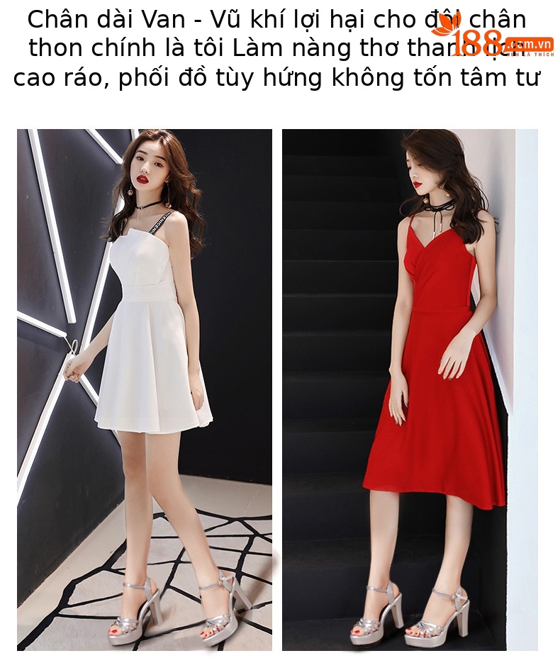 Sandal cao gót nữ hở mũi đế platform 10 cm, dáng miệng cá thon gọn, phù hợp chân lớn — Màu đen, Màu vàng, Màu trắng, Màu bạc chi tiết 2