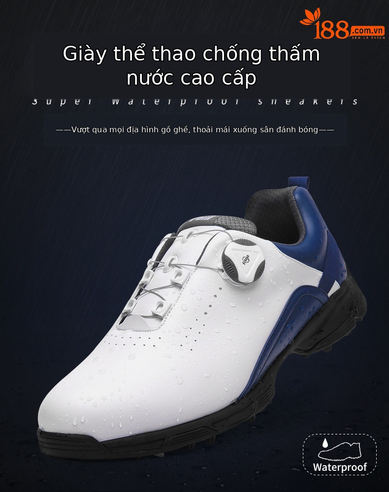Giày golf nam PGM chống thấm nước, không đinh, thoáng khí mùa hè — XZ143 trắng xanh lá cây huỳnh quang, XZ143 Trắng xanh lam, XZ143 xám trắng, XZ143 trắng đen chi tiết 4