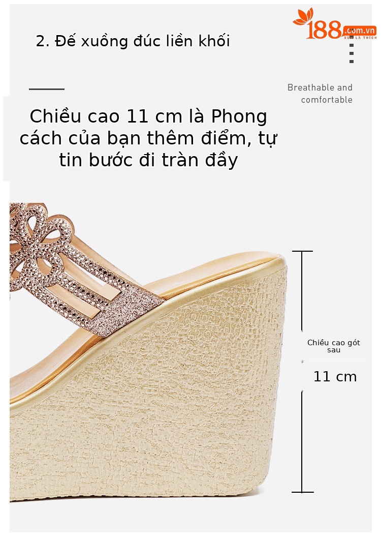 Dép sandal cao gót nữ hở mũi đế xuồng platform siêu cao 11 cm mùa hè 2025 — Màu vàng 11cm, Màu đen 11cm chi tiết 6