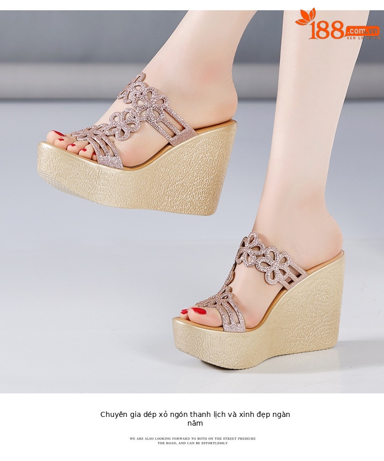 Dép sandal cao gót nữ hở mũi đế xuồng platform siêu cao 11 cm mùa hè 2025 — Màu vàng 11cm, Màu đen 11cm chi tiết 9
