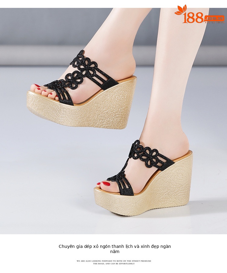 Dép sandal cao gót nữ hở mũi đế xuồng platform siêu cao 11 cm mùa hè 2025 — Màu vàng 11cm, Màu đen 11cm chi tiết 12