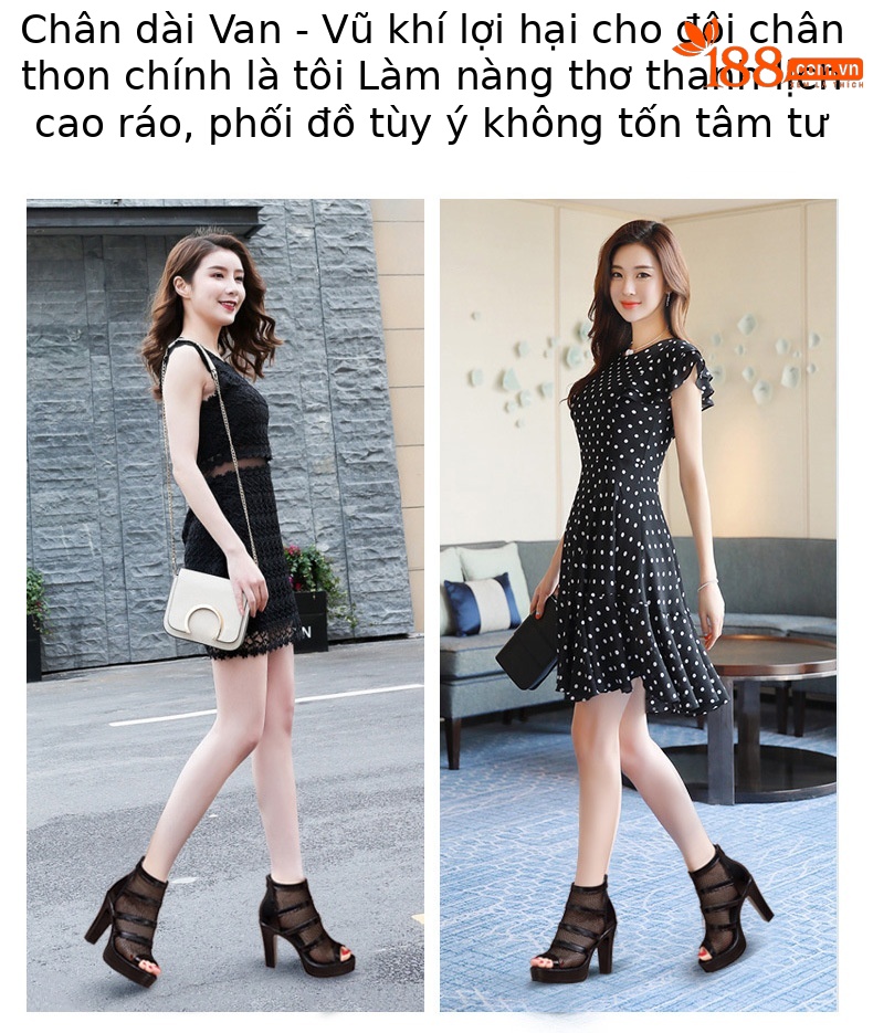 Sandal cao gót nữ đế xuồng mũi hở lưới phong cách La Mã, gót 10 cm — Màu đen 10cm, Màu đen 8cm chi tiết 2