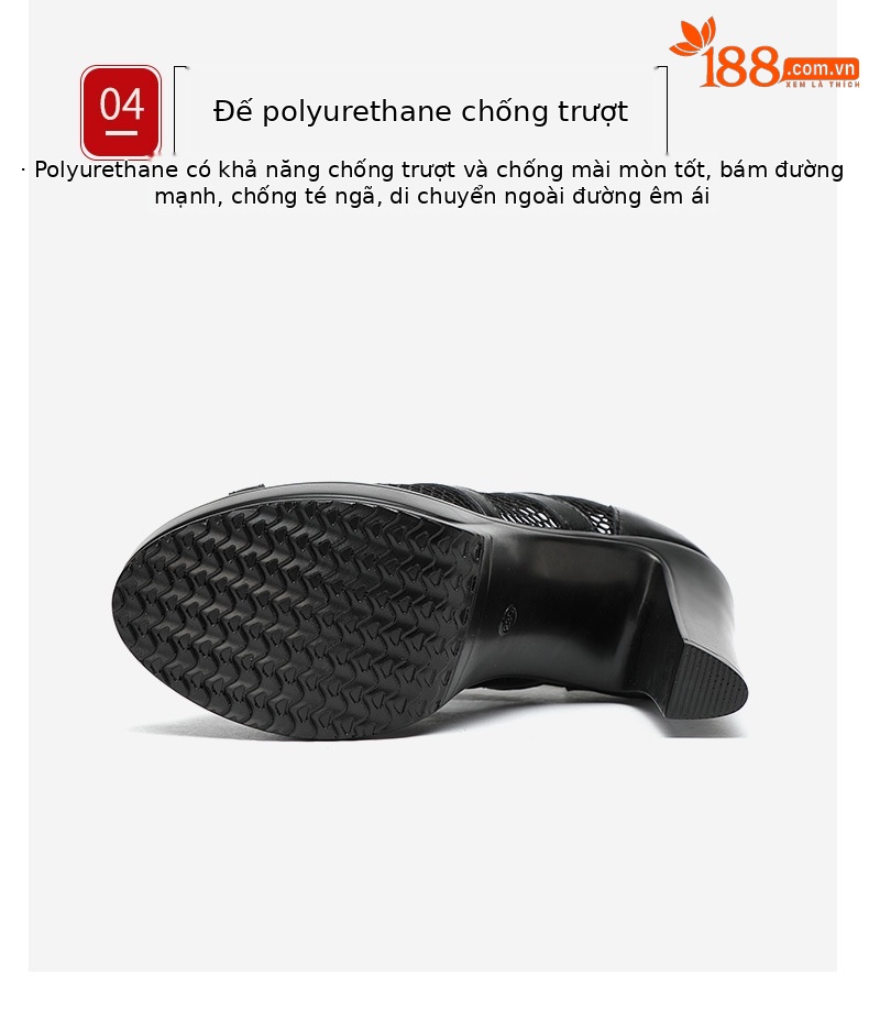 Sandal cao gót nữ đế xuồng mũi hở lưới phong cách La Mã, gót 10 cm — Màu đen 10cm, Màu đen 8cm chi tiết 8