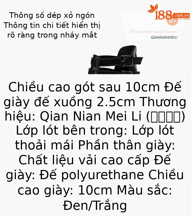 Sandal cao gót nữ hở mũi phong cách La Mã, gót thô 10 cm, đế platform, da mềm, size lớn 34–43 — Đen 10cm, Trắng 10cm chi tiết 4