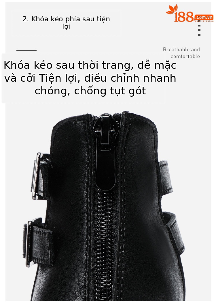 Sandal cao gót nữ hở mũi phong cách La Mã, gót thô 10 cm, đế platform, da mềm, size lớn 34–43 — Đen 10cm, Trắng 10cm chi tiết 7