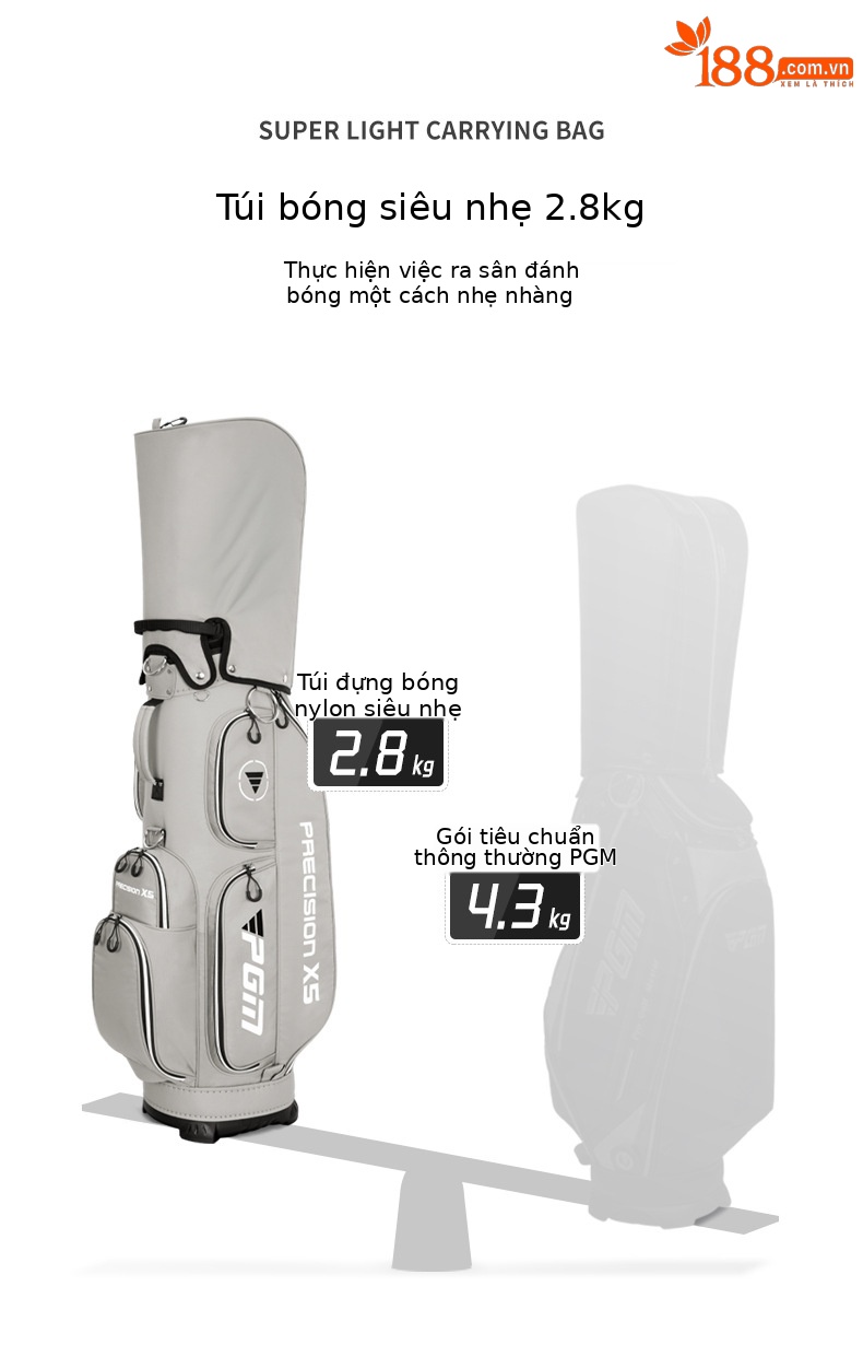 Túi golf nhẹ PGM vải nylon chống nước, cao 128 cm, đựng đầy đủ bộ gậy — Túi cầm tay cầm nhẹ QB067 [màu đỏ], Túi cầm tay cầm nhẹ QB067 [màu xanh lam], Túi cầm tay cầm nhẹ QB067 [màu đen], Túi cầm tay cầm nhẹ QB067 [kaki] chi tiết 4