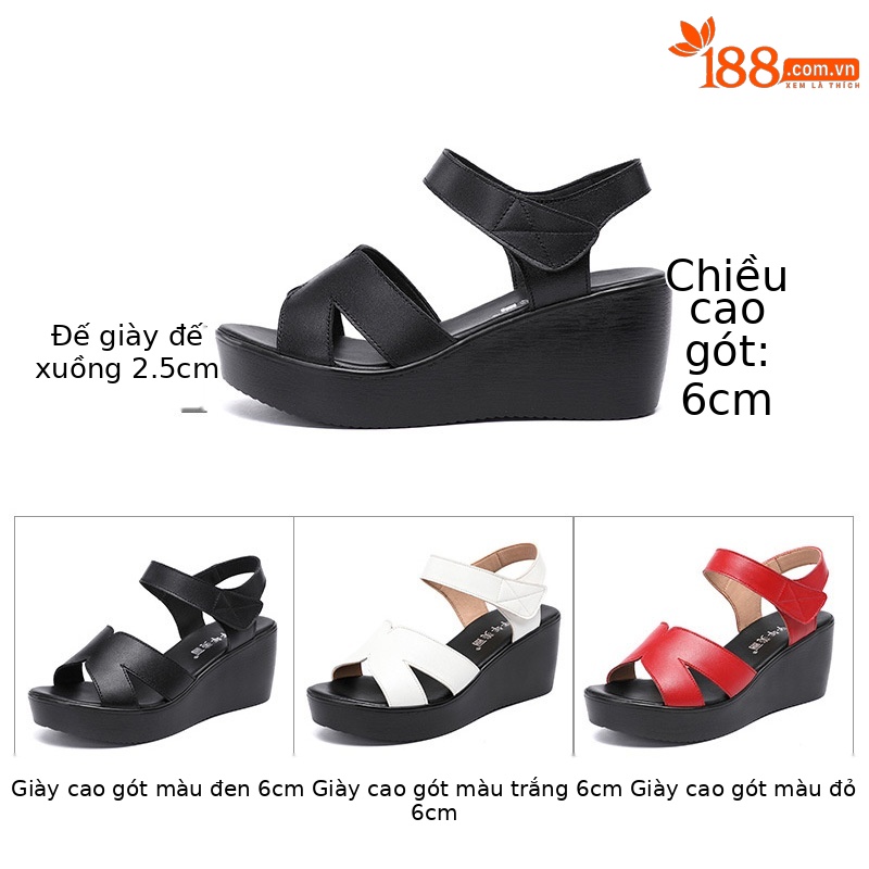 Sandal peep toe nữ đế xuồng mềm, gót vuông ổn định, đế dày chống trượt, form rộng cho chân to — Màu đen, Màu trắng, Màu đỏ