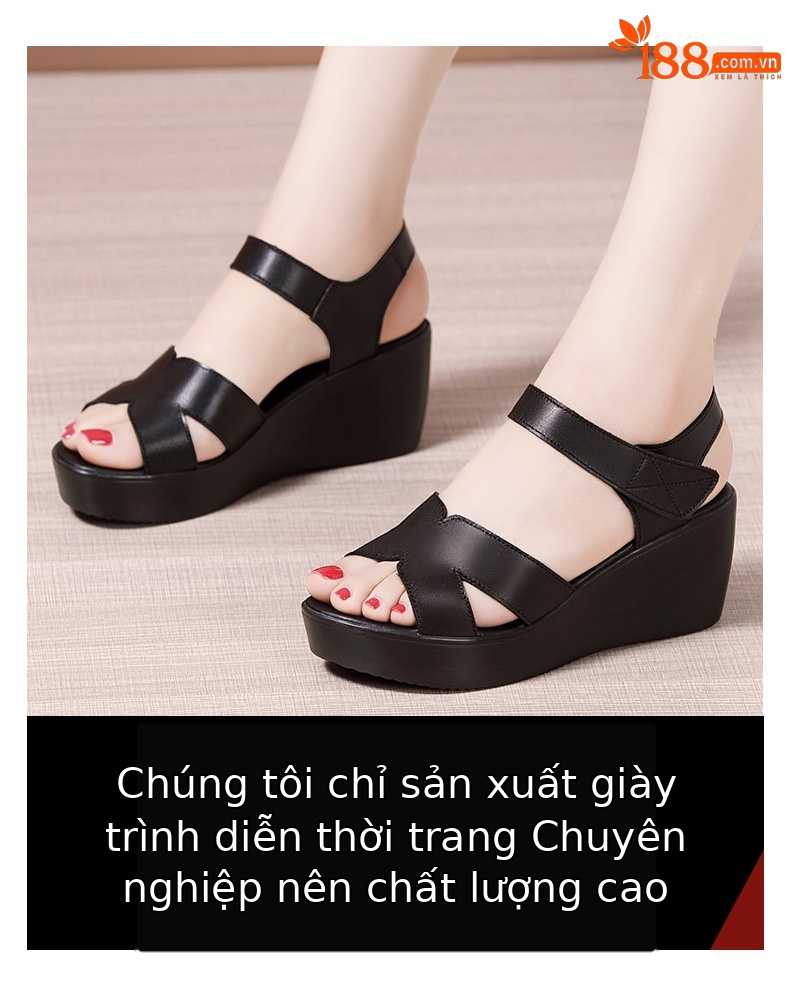 Sandal peep toe nữ đế xuồng mềm, gót vuông ổn định, đế dày chống trượt, form rộng cho chân to — Màu đen, Màu trắng, Màu đỏ chi tiết 3