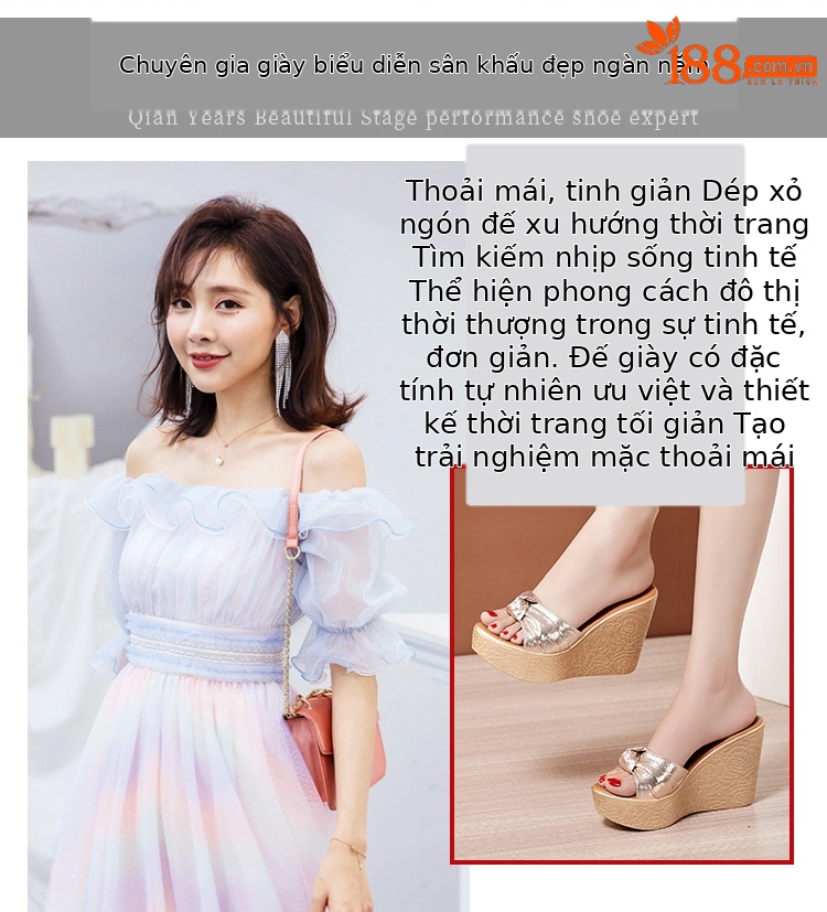 Dép sandal nữ xỏ ngón đế xuồng miệng cá, đế bánh xốp dày 11 cm, cỡ lớn 33–41 — Màu đen 11 cm, Vàng 11 cm chi tiết 2