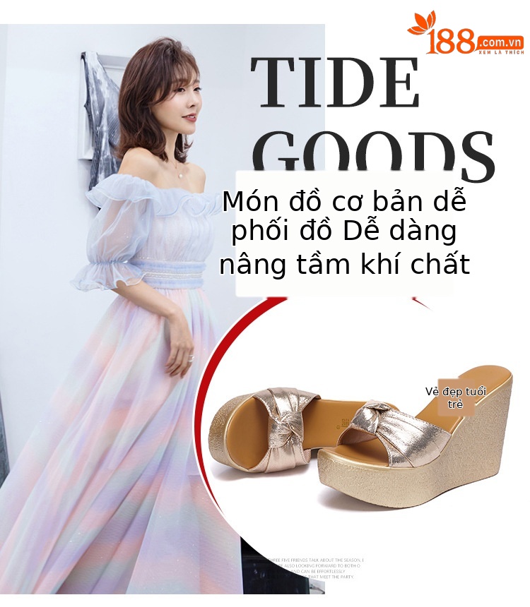 Dép sandal nữ xỏ ngón đế xuồng miệng cá, đế bánh xốp dày 11 cm, cỡ lớn 33–41 — Màu đen 11 cm, Vàng 11 cm chi tiết 6