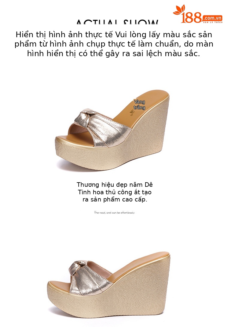 Dép sandal nữ xỏ ngón đế xuồng miệng cá, đế bánh xốp dày 11 cm, cỡ lớn 33–41 — Màu đen 11 cm, Vàng 11 cm chi tiết 14