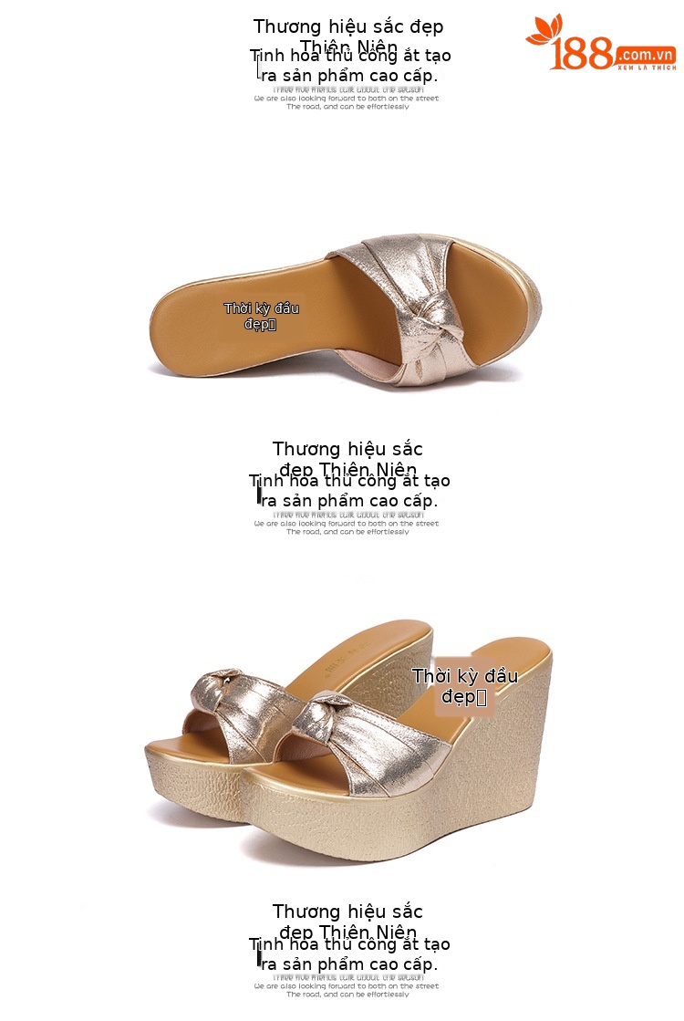 Dép sandal nữ xỏ ngón đế xuồng miệng cá, đế bánh xốp dày 11 cm, cỡ lớn 33–41 — Màu đen 11 cm, Vàng 11 cm chi tiết 15
