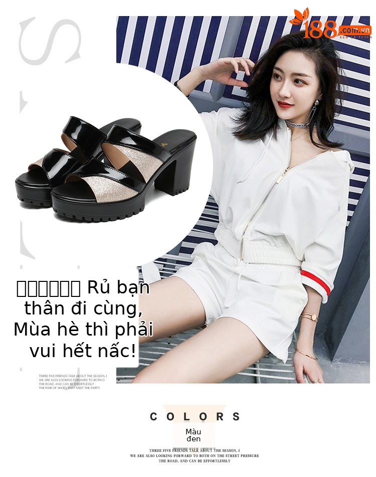 Dép sandal nữ da bóng cao gót phối màu mũi hở, xỏ ngón, size lớn 43 — Màu đen, Màu bạc, Màu đỏ chi tiết 7