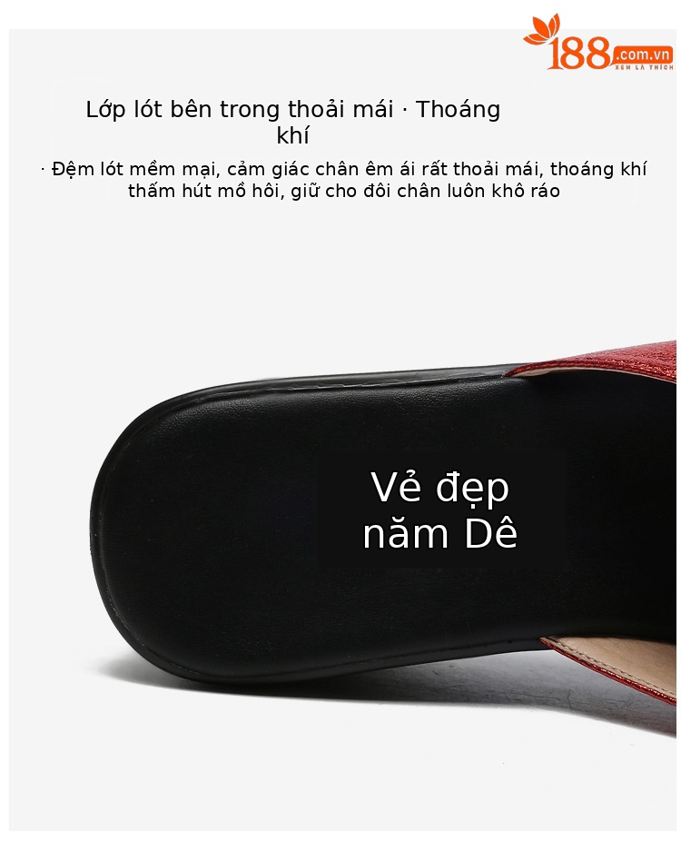 Dép sandal nữ quai ngang đế xuồng dày mùa hè gót thấp — Màu đen, Màu vàng, Màu bạc, Màu đỏ chi tiết 8