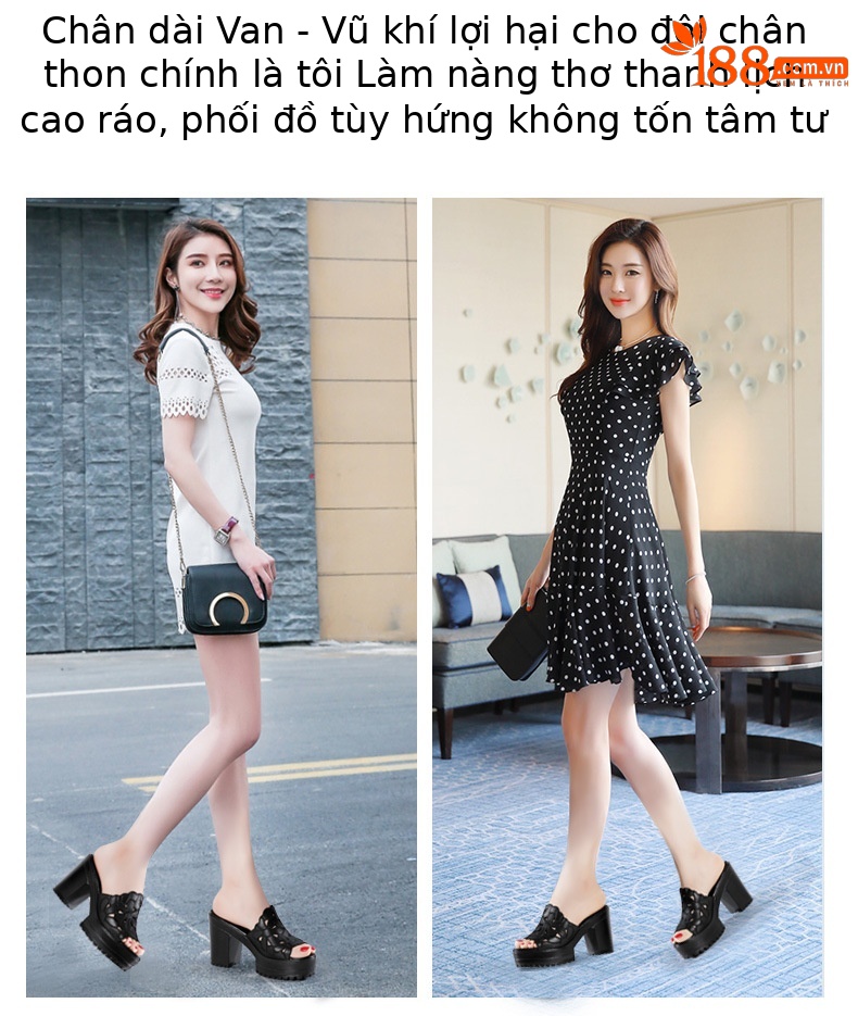 Dép nữ đế xuồng mùa hè 2025, mũi nhọn, gót dày platform, size lớn — Màu đen chi tiết 2