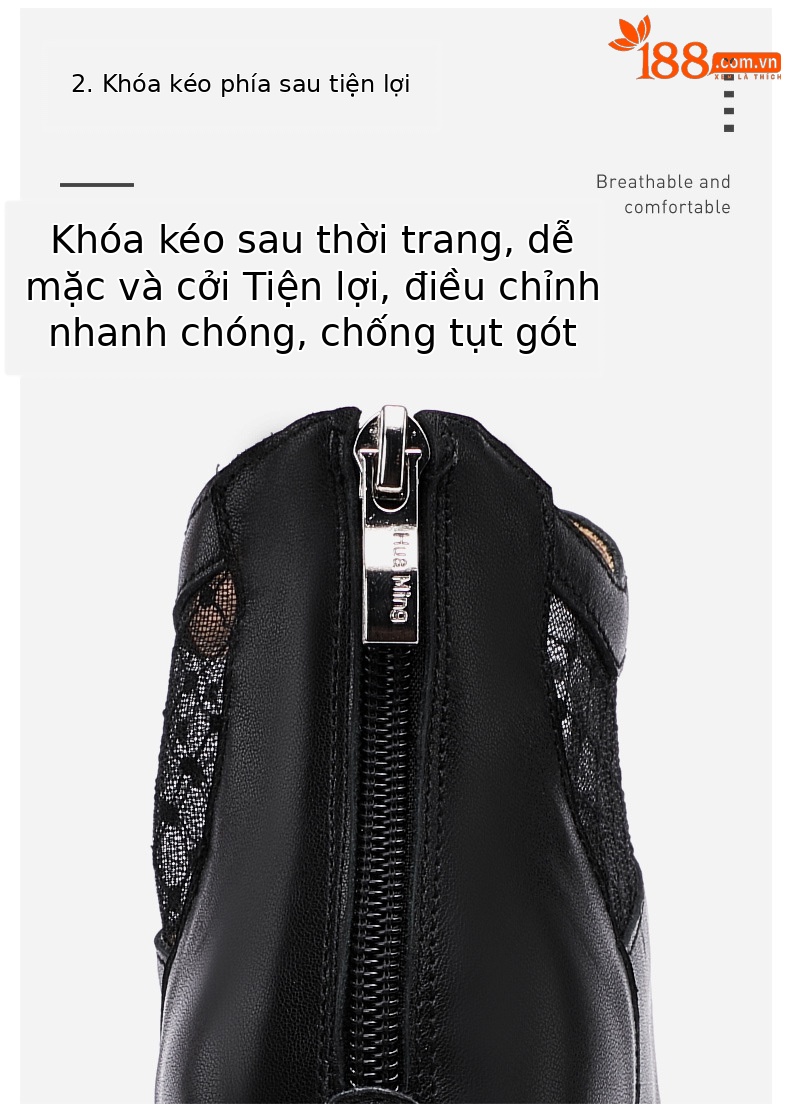 Sandal cao gót nữ mũi cá lưới rỗng phong cách Anh, gót thô 10 cm — đen 10cm, Trắng 10cm, đen 8cm chi tiết 7