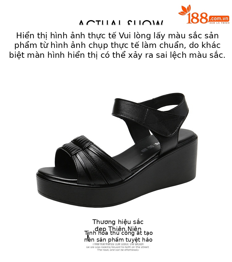 Sandal đế xuồng nữ gót trung bình 2025 – đế dày tăng chiều cao, size lớn 43 — Màu đen, Màu trắng, Màu đỏ chi tiết 16