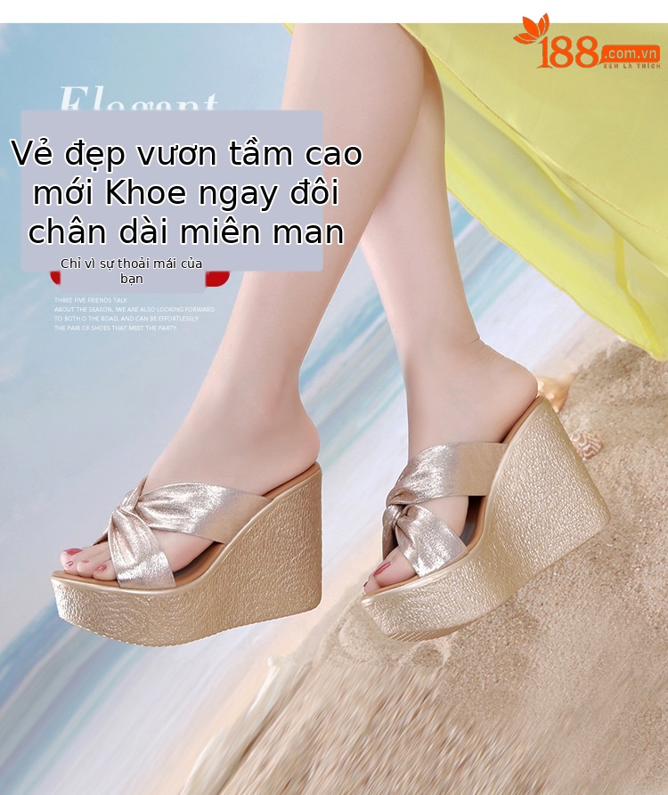 Dép nữ đế xuồng cao 11cm chống nước, đế dày, kiểu mới hè 2025, siêu cao gót, đi ngoài trời — Màu đỏ 11cm, Màu Bạc 11cm, Bạc 8cm, Màu đen 11cm chi tiết 3