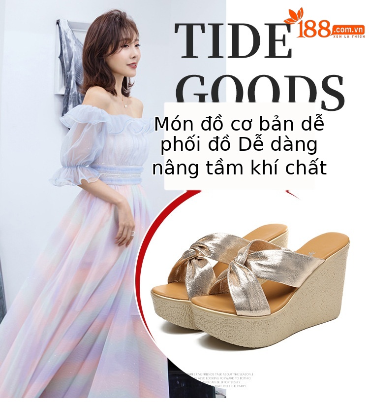 Dép nữ đế xuồng cao 11cm chống nước, đế dày, kiểu mới hè 2025, siêu cao gót, đi ngoài trời — Màu đỏ 11cm, Màu Bạc 11cm, Bạc 8cm, Màu đen 11cm chi tiết 6