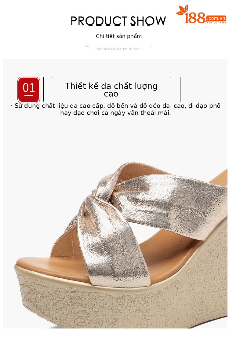 Dép nữ đế xuồng cao 11cm chống nước, đế dày, kiểu mới hè 2025, siêu cao gót, đi ngoài trời — Màu đỏ 11cm, Màu Bạc 11cm, Bạc 8cm, Màu đen 11cm chi tiết 7