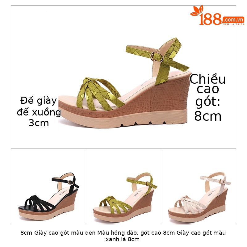 Dép nữ đế xuồng mùa hè 2025 đế dày chống nước quai ngang mờ đa năng size lớn — Màu đen, Màu xanh lá, Màu mơ