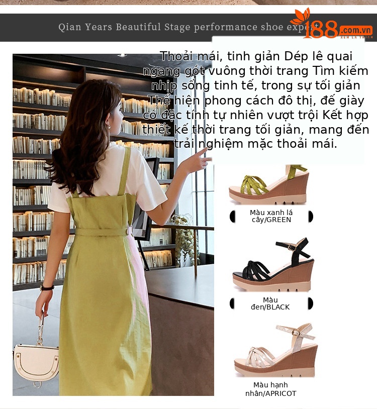Dép nữ đế xuồng mùa hè 2025 đế dày chống nước quai ngang mờ đa năng size lớn — Màu đen, Màu xanh lá, Màu mơ chi tiết 2