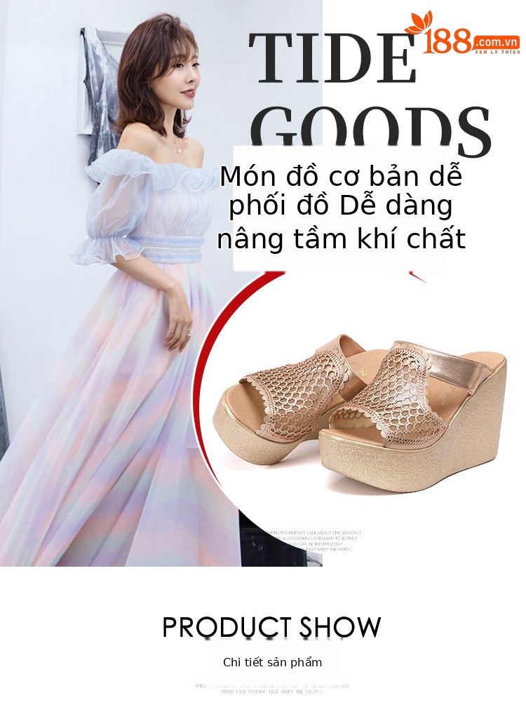 Dép cao gót siêu cao đế xuồng nữ hở mũi peep-toe, đế dày chống nước, size lớn, gót 11 cm — Màu vàng 11cm, Màu đen 11cm, Màu đen 8cm, Màu vàng 8cm chi tiết 6