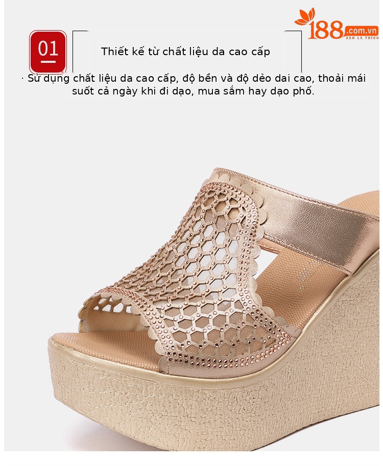 Dép cao gót siêu cao đế xuồng nữ hở mũi peep-toe, đế dày chống nước, size lớn, gót 11 cm — Màu vàng 11cm, Màu đen 11cm, Màu đen 8cm, Màu vàng 8cm chi tiết 7