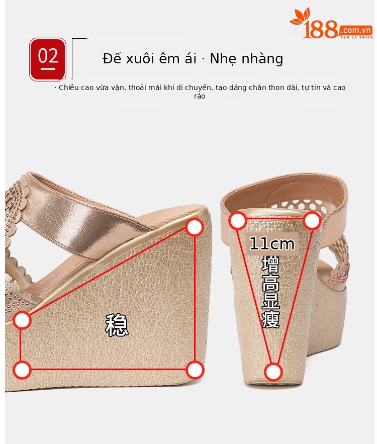 Dép cao gót siêu cao đế xuồng nữ hở mũi peep-toe, đế dày chống nước, size lớn, gót 11 cm — Màu vàng 11cm, Màu đen 11cm, Màu đen 8cm, Màu vàng 8cm chi tiết 8