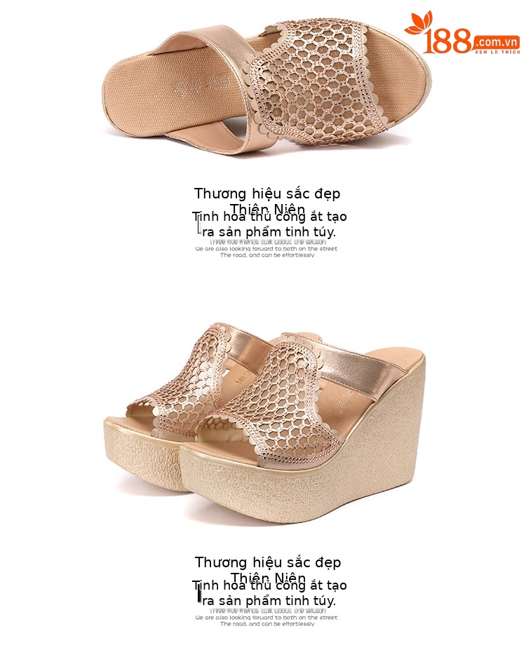 Dép cao gót siêu cao đế xuồng nữ hở mũi peep-toe, đế dày chống nước, size lớn, gót 11 cm — Màu vàng 11cm, Màu đen 11cm, Màu đen 8cm, Màu vàng 8cm chi tiết 15
