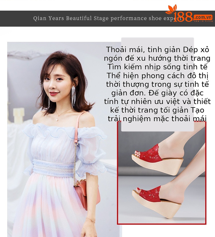 Dép đế xuồng nữ hở mũi gót cao platform đế dày mùa hè 2025 — Màu đen, Màu vàng, Màu trắng, Màu đỏ chi tiết 2