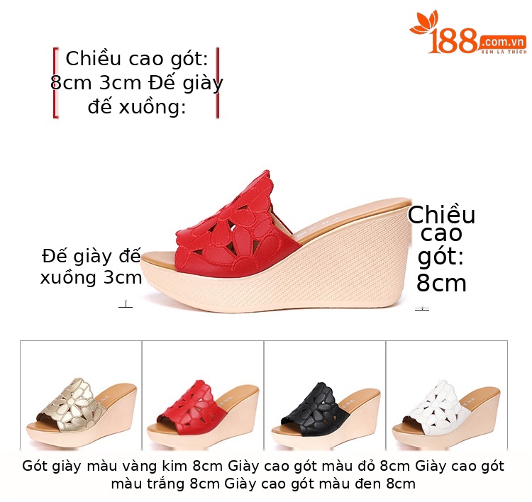 Dép đế xuồng nữ hở mũi gót cao platform đế dày mùa hè 2025 — Màu đen, Màu vàng, Màu trắng, Màu đỏ chi tiết 5