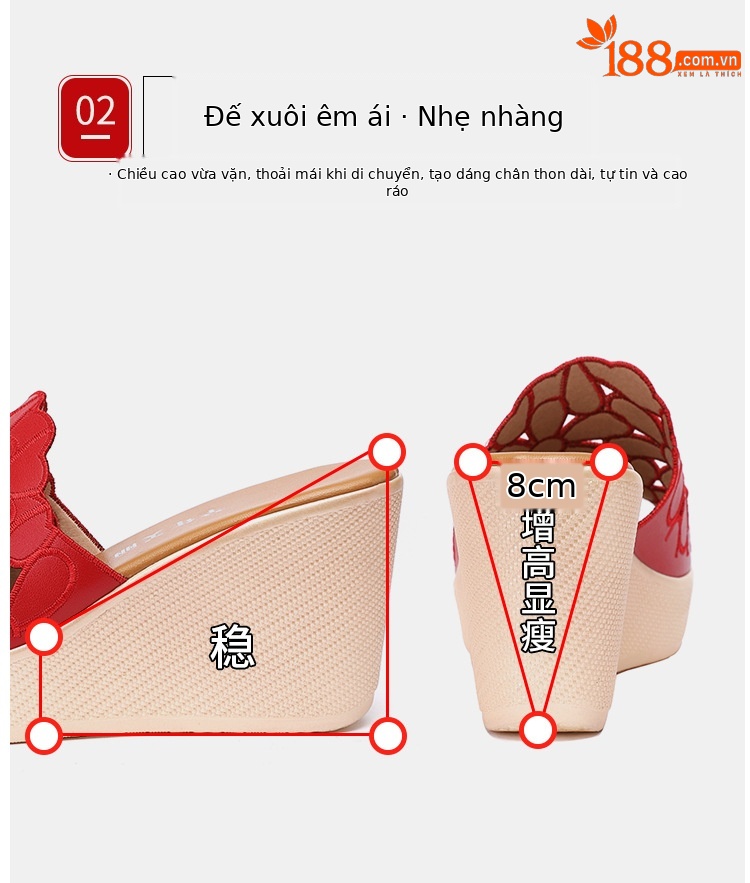 Dép đế xuồng nữ hở mũi gót cao platform đế dày mùa hè 2025 — Màu đen, Màu vàng, Màu trắng, Màu đỏ chi tiết 8