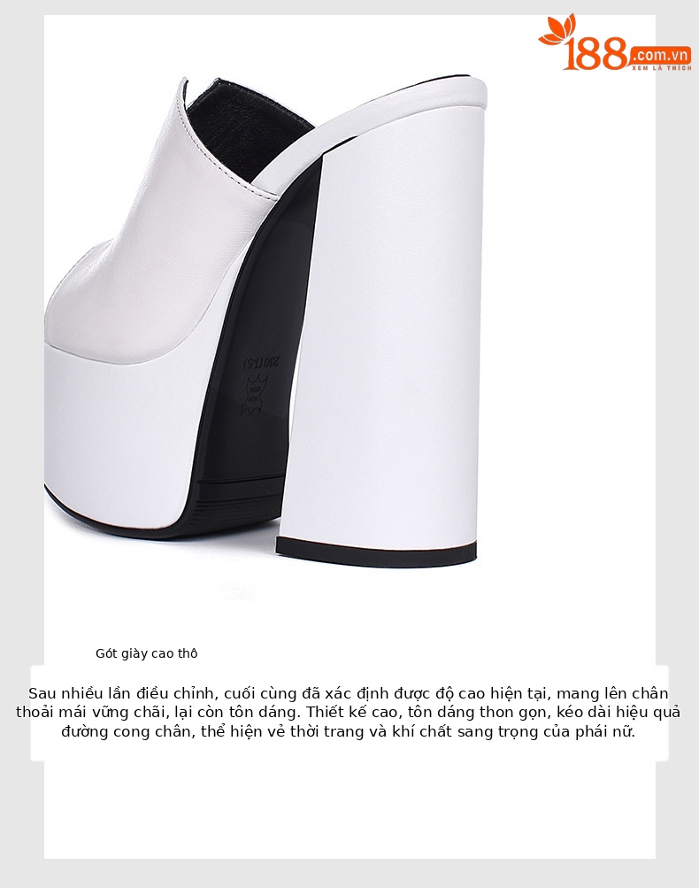 Sandal cao gót nữ hở mũi đế platform da bò mềm gót siêu cao — Màu đen chi tiết 4